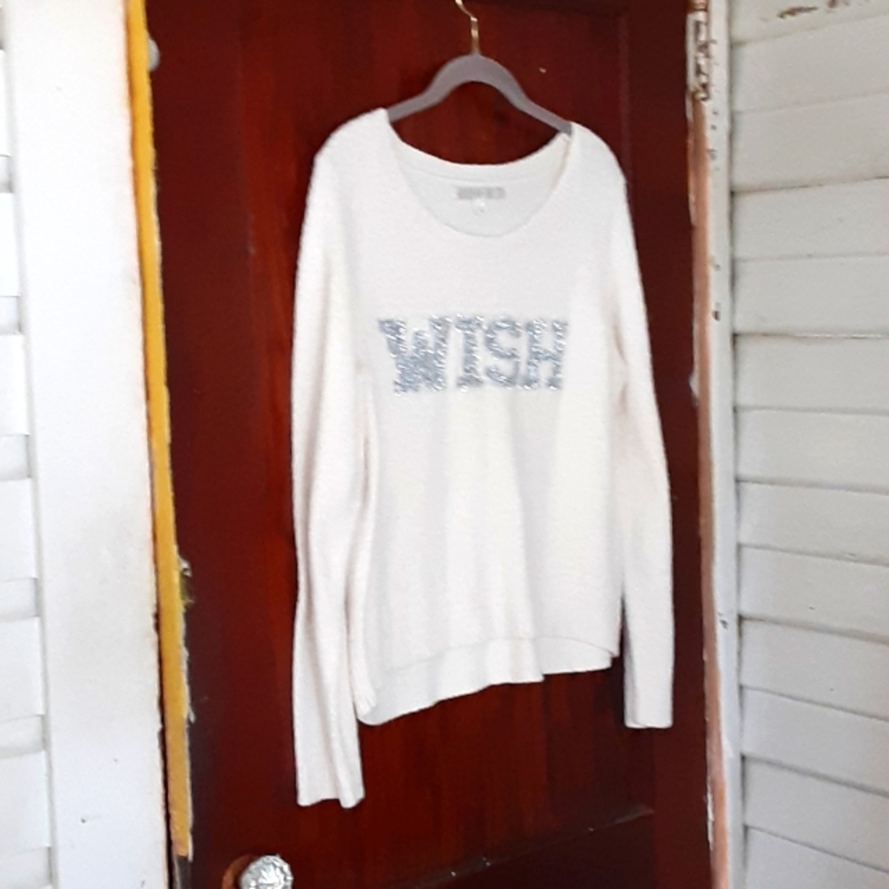 Lauren Conrad sz L fuzzy wish cozy sweater